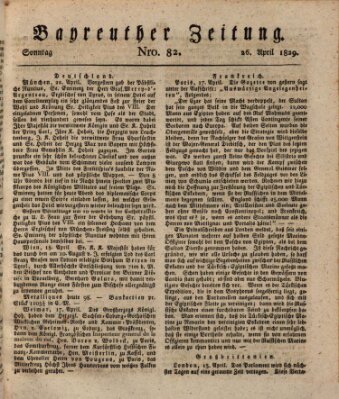 Bayreuther Zeitung Sonntag 26. April 1829