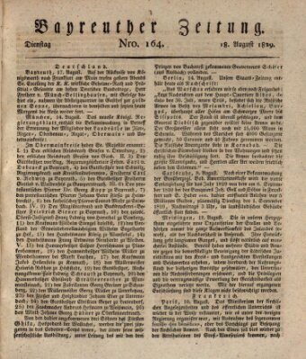 Bayreuther Zeitung Dienstag 18. August 1829