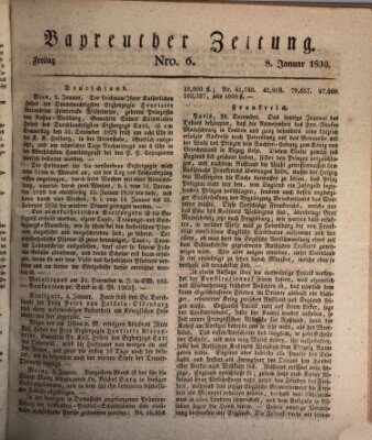 Bayreuther Zeitung Freitag 8. Januar 1830