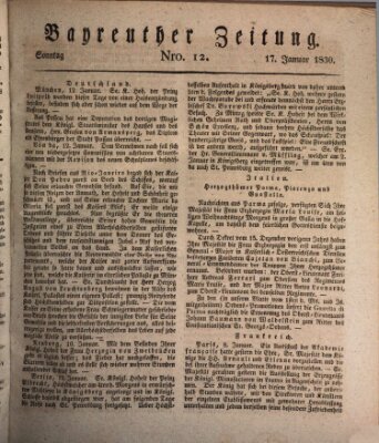 Bayreuther Zeitung Sonntag 17. Januar 1830
