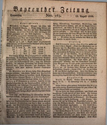 Bayreuther Zeitung Donnerstag 19. August 1830
