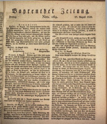 Bayreuther Zeitung Freitag 27. August 1830