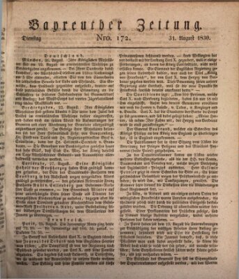 Bayreuther Zeitung Dienstag 31. August 1830