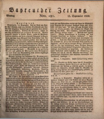 Bayreuther Zeitung Montag 13. September 1830