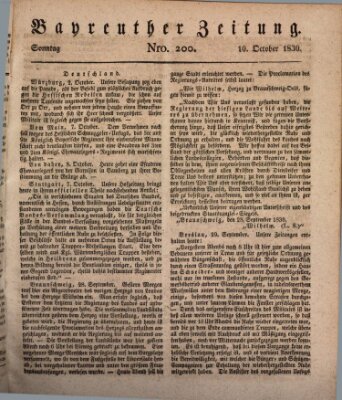 Bayreuther Zeitung Sonntag 10. Oktober 1830
