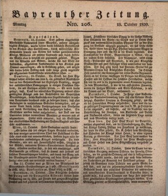 Bayreuther Zeitung Montag 18. Oktober 1830