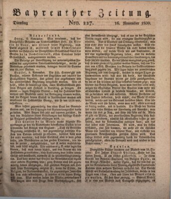 Bayreuther Zeitung Dienstag 16. November 1830