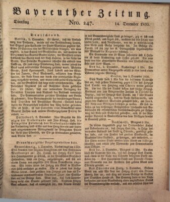 Bayreuther Zeitung Dienstag 14. Dezember 1830