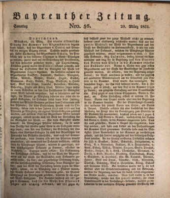 Bayreuther Zeitung Sonntag 20. März 1831