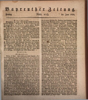 Bayreuther Zeitung Freitag 24. Juni 1831