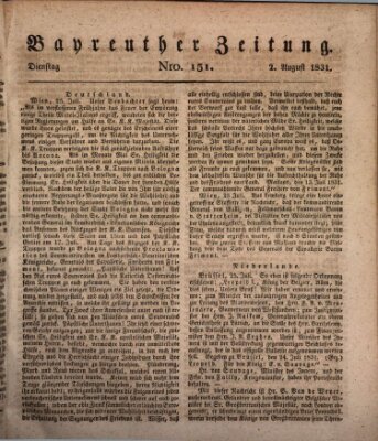 Bayreuther Zeitung Dienstag 2. August 1831