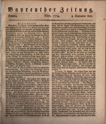 Bayreuther Zeitung Sonntag 4. September 1831