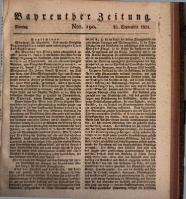 Bayreuther Zeitung Montag 26. September 1831