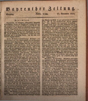 Bayreuther Zeitung Sonntag 27. November 1831