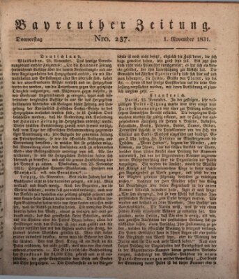 Bayreuther Zeitung Donnerstag 1. Dezember 1831
