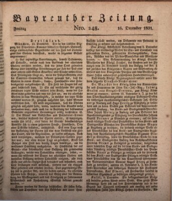 Bayreuther Zeitung Freitag 16. Dezember 1831