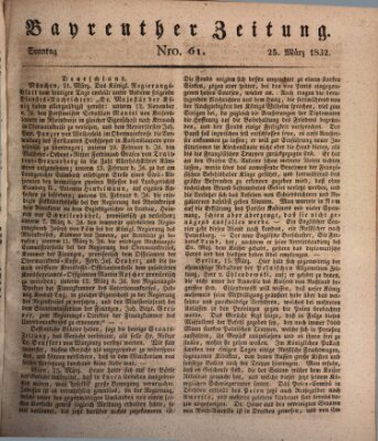 Bayreuther Zeitung Sonntag 25. März 1832