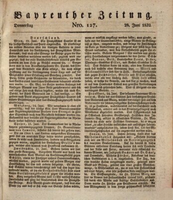 Bayreuther Zeitung Donnerstag 28. Juni 1832