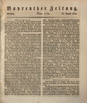 Bayreuther Zeitung Montag 27. August 1832