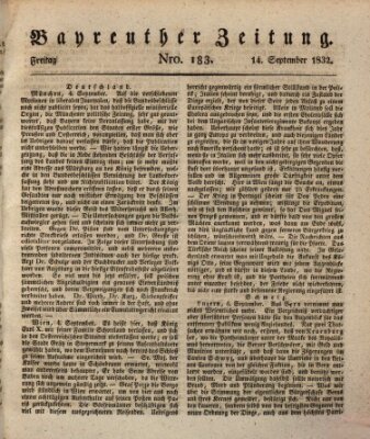 Bayreuther Zeitung Freitag 14. September 1832