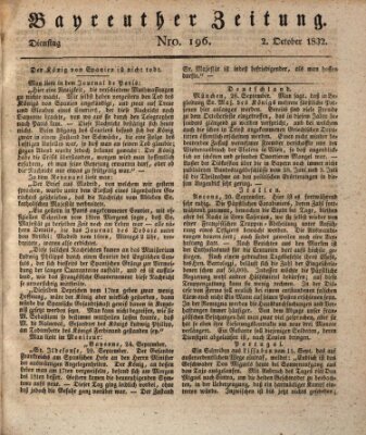 Bayreuther Zeitung Dienstag 2. Oktober 1832
