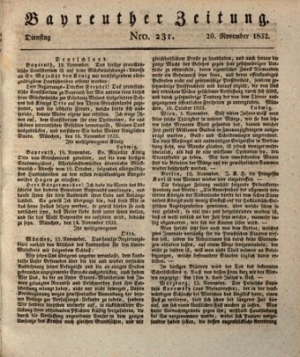 Bayreuther Zeitung Dienstag 20. November 1832