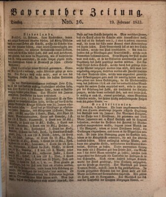 Bayreuther Zeitung Dienstag 19. Februar 1833