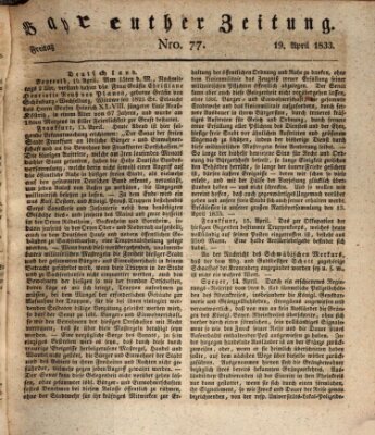 Bayreuther Zeitung Freitag 19. April 1833