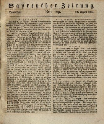 Bayreuther Zeitung Donnerstag 22. August 1833