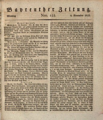 Bayreuther Zeitung Montag 4. November 1833