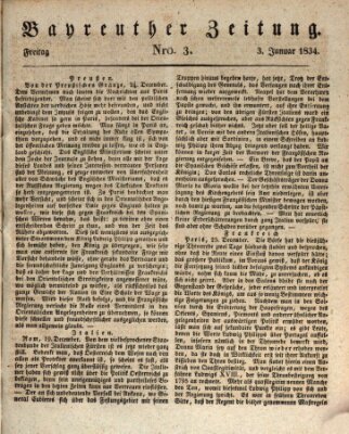 Bayreuther Zeitung Freitag 3. Januar 1834