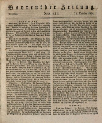 Bayreuther Zeitung Dienstag 21. Oktober 1834