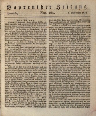 Bayreuther Zeitung Donnerstag 6. November 1834