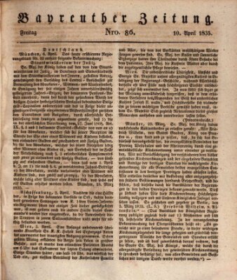Bayreuther Zeitung Freitag 10. April 1835