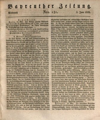 Bayreuther Zeitung Mittwoch 3. Juni 1835