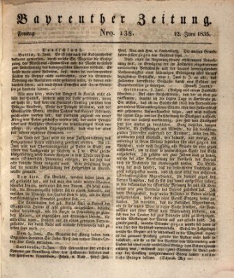 Bayreuther Zeitung Freitag 12. Juni 1835