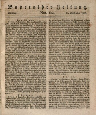Bayreuther Zeitung Sonntag 20. September 1835