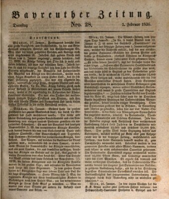Bayreuther Zeitung Dienstag 2. Februar 1836