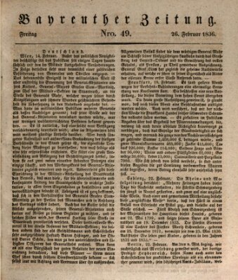 Bayreuther Zeitung Freitag 26. Februar 1836
