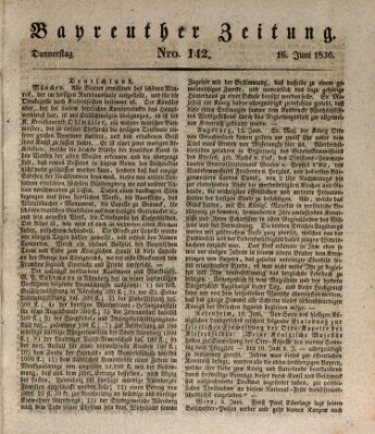 Bayreuther Zeitung Donnerstag 16. Juni 1836