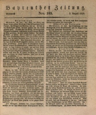 Bayreuther Zeitung Mittwoch 3. August 1836