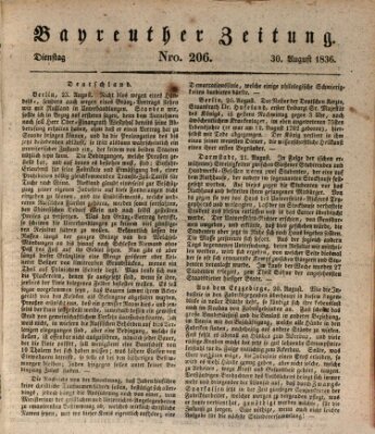 Bayreuther Zeitung Dienstag 30. August 1836