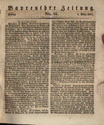 Bayreuther Zeitung Freitag 3. März 1837