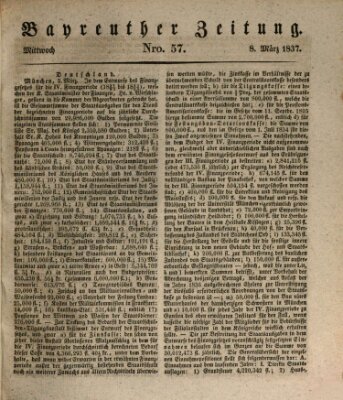 Bayreuther Zeitung Mittwoch 8. März 1837