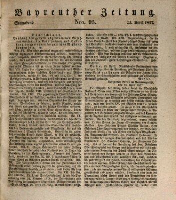 Bayreuther Zeitung Samstag 22. April 1837