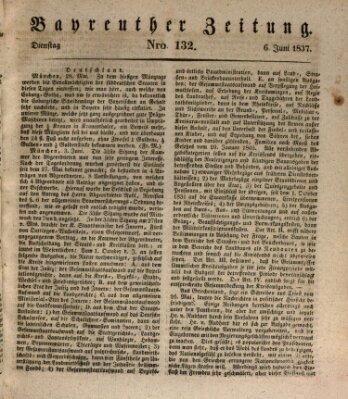 Bayreuther Zeitung Dienstag 6. Juni 1837