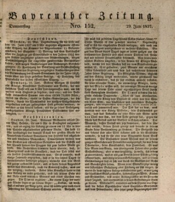 Bayreuther Zeitung Donnerstag 29. Juni 1837