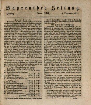 Bayreuther Zeitung Dienstag 5. September 1837