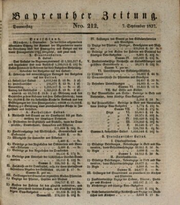Bayreuther Zeitung Donnerstag 7. September 1837