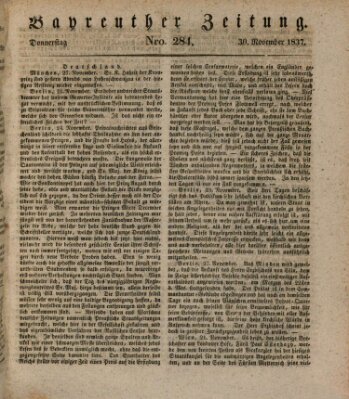 Bayreuther Zeitung Donnerstag 30. November 1837